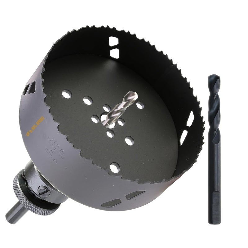 wowsupm 6 Inch Deep HSS Bi Metal Hole Saw Cutter with Arbor Heavy Duty Hole Saw Bit Cutting Depth 2.1” for Metal Thick Wood PVC Drywall Aluminum Big Slot New Sharp Teeth - Image 1